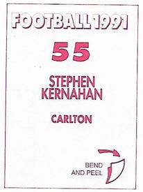 1991 Select AFL Stickers #55 Stephen Kernahan Back